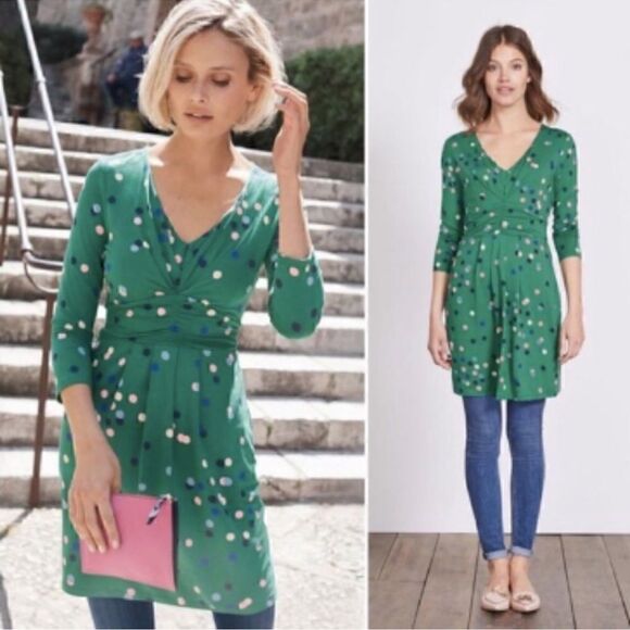 Boden Marion Green Mandala Print 3/4 Length Sleeve Tunic Dress | SZ 6P - Picture 4 of 10